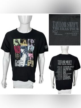 TAYLOR SWIFT The ERAS Tour Official Merch Tour T Shirt Black Size XL Faded Tee
